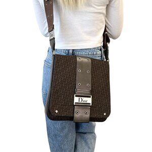 Christian Dior Vintage 2002 Trotter Monogram Shoulder Bag Brown Canvas  [105273]